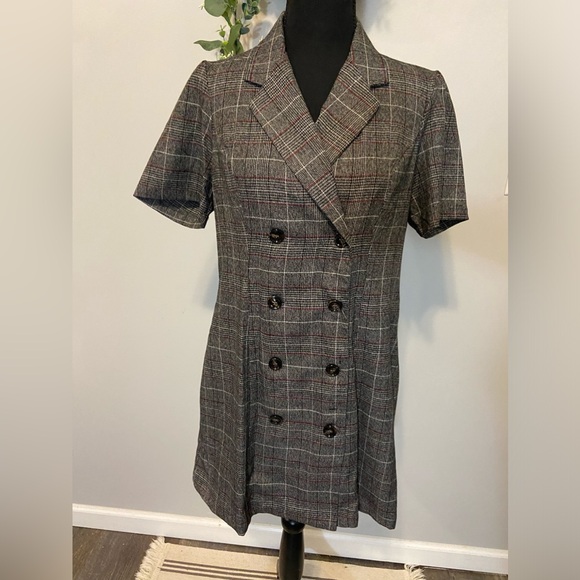 Cute Plaid Double Breasted Dress - Picture 1 of 8
